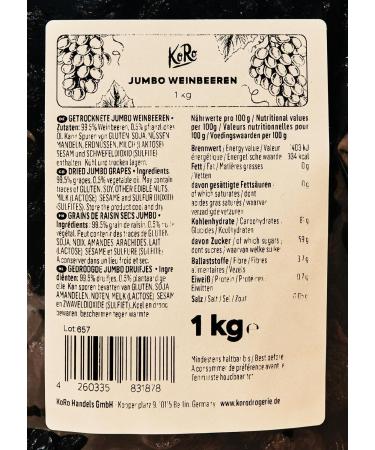 KoRo - Raisins secs Jumbo 1 kg - Extra larges Sans sucre ajout  - Buy Online on GoSupps.com