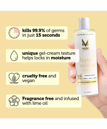 Buy Muse Health Fragrance Free Hand Sanitizer 8 oz - 62% Alcohol Moisturizing Vitamin E Kills 99.9% Germs - Fast Shipping Internationally - Buy Online on GoSupps.com