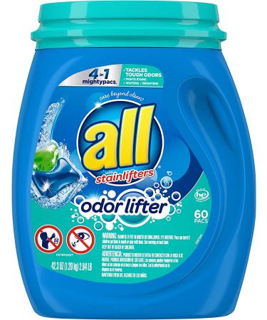 all Mighty Pacs Laundry Detergent 4-In-1 with Odor Lifter Tub - 60 Count Pack of 1 - Buy Online on GoSupps.com