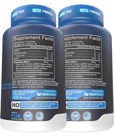 Herbtonics Keto Apple Cider Vinegar Gummies - Digestion & Detox Support - Sugar Free BHB Advanced Formula for Keto Support - Raw ACV with The Mother - 120 Vegan ACV Gummies 60 Count (Pack of 2) - Buy Online on GoSupps.com