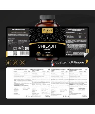Shilajit Pur de l Himalaya - 120 G lules de Shilajit - Haute Concentration en Acide Fulvique et Acides Humiques - 1300 mg par Dose Quotidienne - Mumijo Test en Laboratoire Sans Additifs - Buy Online on GoSupps.com