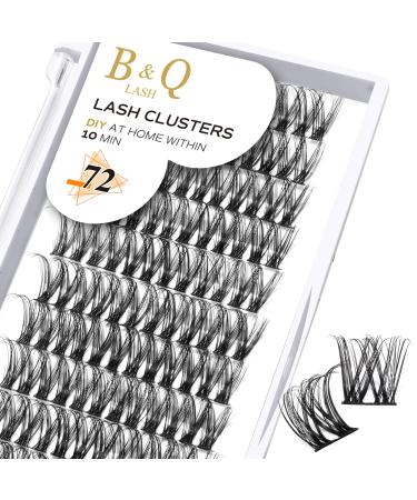 BQ lash single eyelash 72 clusters colored eyelashes individually at home cluster lashes B46 B02 B09 black eyelashes for DIY eyelash extension DIY eyelash bushes (B46 D-12mm) D-12 mm B 46