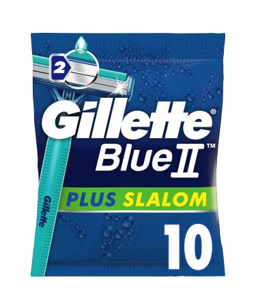 Gillette BlueII Plus Slalom Disposable Razors for Men x10 10 pieces (1 pack) - Buy Online on GoSupps.com