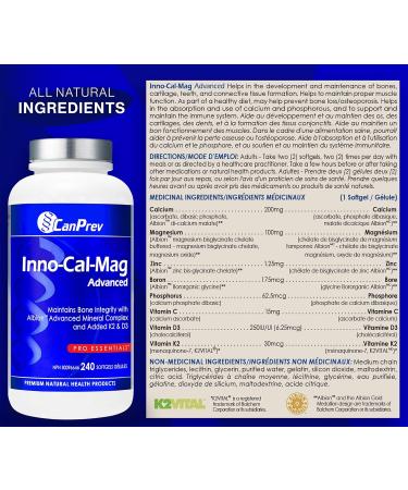 CanPrev - Inno-Cal-Mag Advanced 240 Softgels - Bone Health Teeth health Gum Health Hair Skin and Nail Vitamins - Calcium Magnesium Supplement - Mineral Complex 240 count (Pack of 1) - Buy Online on GoSupps.com