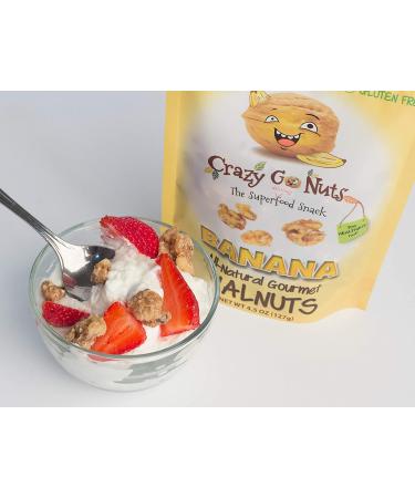 Crazy Go Nuts Banana Walnuts 4.5 oz (3-Pack) - Healthy Vegan Snacks | Gluten-Free Superfood with ALA Omega-3 Fatty Acids & Antioxidants - Buy Online on GoSupps.com