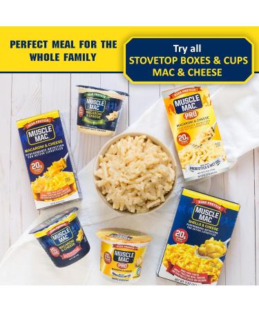 Muscle Mac High Protein Mac & Cheese Cups | 20g Protein Macaroni Made with Real Cheese | Microwaveable Cups GMO Free Dye & Colour Free | 3.6oz Cups Pack of 6 Cups (3 Cheddar & 3 Aged Sharp White Cheddar) Variety Pack of 6 Cups - Buy Online on GoSupps.com