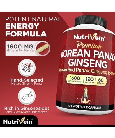 Nutrivein Premium Korean Panax Ginseng Supplement & Resveratrol Supplement Bundle: High-Absorption Resveratrol Capsules & Ginseng for Brain, Defenses, Repair, & Vitality - Buy Online on GoSupps.com