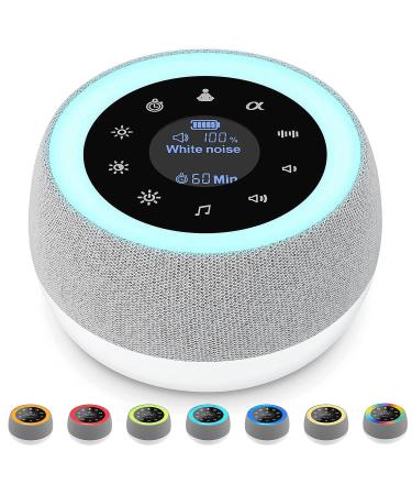 [2 in 1] White Noise Machine Baby, Portable Sound Machine Baby for Adults Kids with Night Light, 32 Soothing Sounds, USB Rechargeable & Headphone Jack, Sleep Sound Machine for Sleeping,Travel,Office