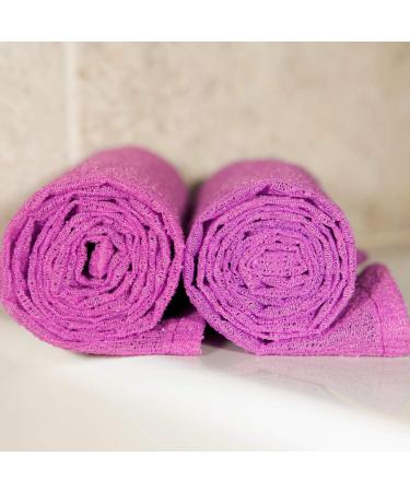 36 Exfoliating Bath Cloth/Towel Set (4 Pack) - Gray, White, Green, Lavender | Nylon, Stitched for Durability - Buy Online on GoSupps.com