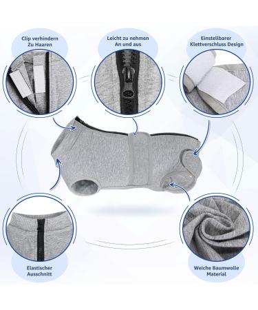 Slowton Dog Recovery Suit - Soft Breathable Anti-Wound Licking Zipper Suit for Male Dogs After Surgery - Comfortable E-Neck Band Gray - Buy Online on GoSupps.com