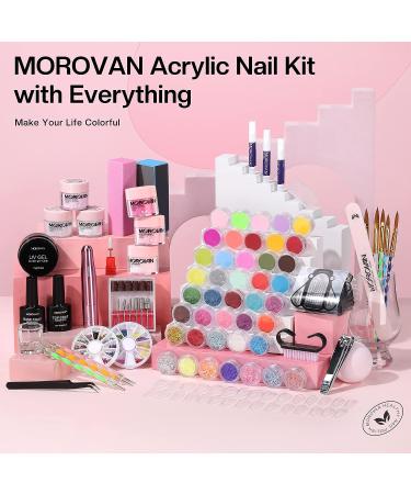 Morovan Acrylic Nail Kit with Drill - Complete Set for Beginners | Glitter Acrylic Powder, Brushes, Nail Tips & Decoration Tools for DIY Salon at Home - Buy Online on GoSupps.com