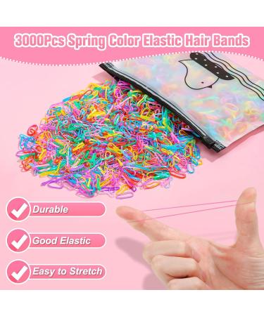 Buy 3028-Part Elastic Hair Strap Set - 3000 Mini Colorful Hair Ties with Organizer Box for Girls | Soft Rubber Hair Accessories - Buy Online on GoSupps.com
