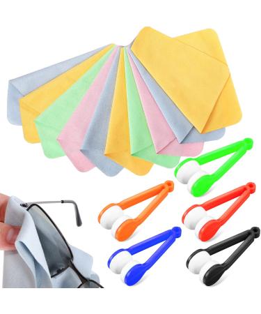 Lurrose 10pcs Microfiber Eyeglass Cleaner Eyeglasses Cleaning Cloth & Brush Eyeglass Cleaning Tool for Glasses Screen
