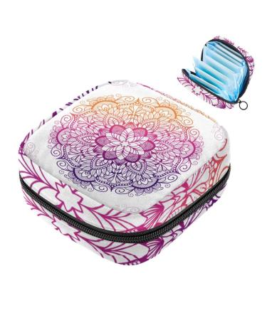 Mandala Boho Indian Retro Flowers Women Binding Storage Pocket Large menstrual cup bag with zipper period Pads Bag Storage Slip inlays Tampons for girls