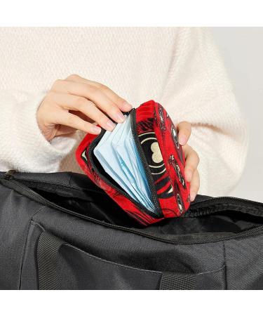Bohemian Feather Period Bag | Sanitary Napkin Storage & Travel Makeup Pouch | Red Background Color - Buy Online on GoSupps.com