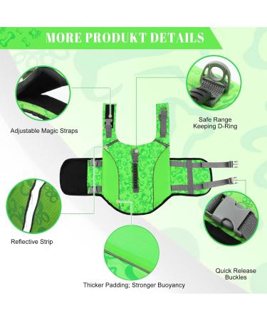 Alagirls Ripstop Dog Lifeguard Vest with Rescue Handle | Medium to Large Sizes | Green | Ideal for Small & Medium Dogs - Buy Online on GoSupps.com