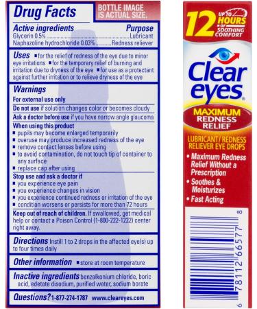 Clear Eyes Maximum Redness Relief Eye Drops - 0.5 Fl Oz (Pack of 3) | Fast Relief from Dryness Burning & Irritation - Max Strength Formula - Buy Online on GoSupps.com