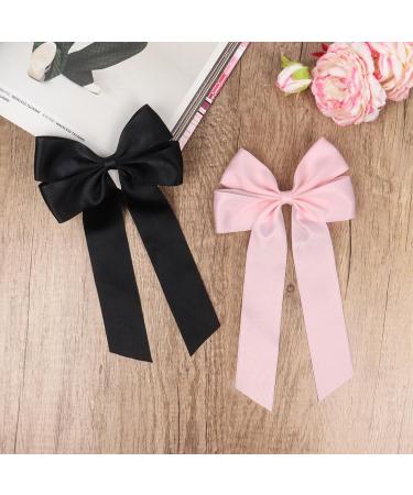 2 Pack Bow Hair Clips Black Hair Bows for Women Girls Large Bow Clips Hair Barrette Hair Accessories(Black Pink) - Buy Online on GoSupps.com