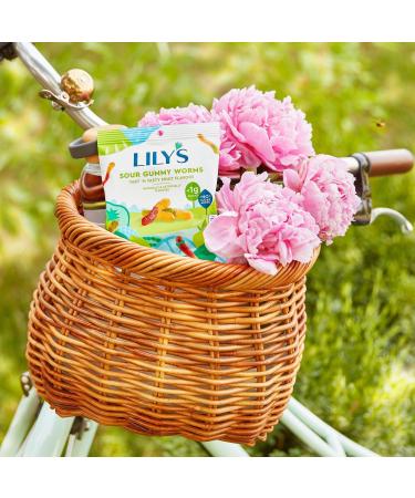 Lily's Assorted Fruit Flavored No Sugar Added Sour Gummy Worms Bag 1.8 oz (Pack of 2) Bundle With Snack Scout Lunch Bag - Buy Online on GoSupps.com