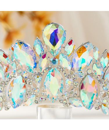 AB Rhinestone Queen Crown Princess Headband by AW BRIDAL Elegant Tiara for Pageants, Proms, Birthdays - Buy Online on GoSupps.com