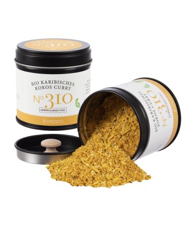Rimoco N 310 Bio Caribbean coconut curry - our Caribbean fireworks - spicy and with a hint of fruity freshness |Organic extension (DE- KO-007) |60g in an elegant spice jar with aromadeckel content: 60g (aromadosis)