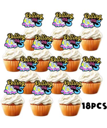 18pcs Gold Glitter Roller Skates Dessert Cupcake Topper 80s 90s Retro Hip Hop Roller Skating Rolling into 5 Theme Decor Supplies Boys Girls 5th Happy Birthday Party Decorations 05 - Buy Online on GoSupps.com