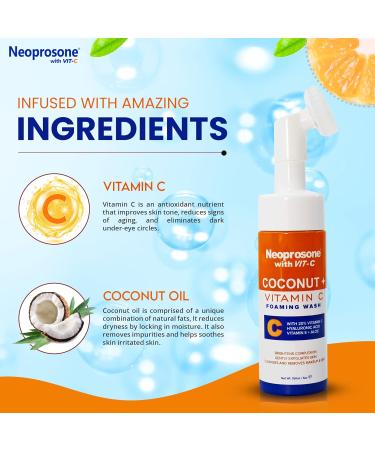 Neoprosone Skin Brightening Foaming Face Wash - 5 fl oz / 150 ml - Acne Face Wash Gentle Facial Cleanser for Oily Sensitive Normal Skin with Aloe Vera Coconut Oil - Buy Online on GoSupps.com