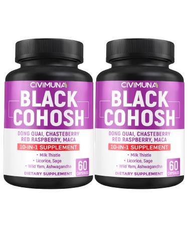 CIVIMUNA Black Cohosh Capsules with Black Cohosh Dong Quai Chasteberry and More - 120 Capsules for 4 Months Supply (Pack of 2)