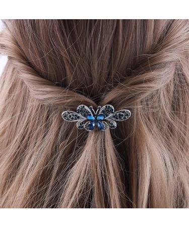 Aneneiceera Blue Crystal Wedding Hair Clip Barrette Molan Rhinestone Black Hair Barrette Clips Bling Bridal Headpieces Head Clip Headwear Crystal Bride Hair Accessories for Women and Girls(Butterfly) - Buy Online on GoSupps.com