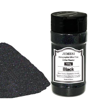 Glitter powder Jemesi black fine glitter holographic glitter powder glitter powder for epoxy resin nail watering body art & decoration - 100g