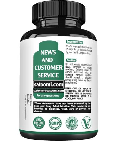 Satoomi Lions Mane with Ginkgo Biloba Supplement - 60 Capsules - Extra Strength for Restful Mind, Brain Health, Immune System & Focus - Gluten-Free, Non-GMO - Buy Online on GoSupps.com
