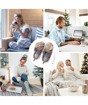 YanMucy USB Heater Slippers - Unisex Plush Foot Warmers for Men & Women | Electrically Heated Cozy Slippers | 290cm Coffee - Buy Online on GoSupps.com