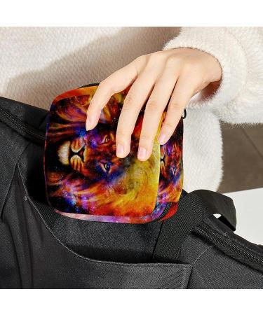 Cosmic Space Galaxy Lion Storage Bag | Portable Sanitary Napkin & Menstrual Cup Holder for Women & Teens - Buy Online on GoSupps.com
