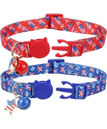 BoomBone 2 Pack American Flag Cat Collar Breakaway with Bell - USA Kitten Collar for 4th of July Independence Day - Buy Online on GoSupps.com
