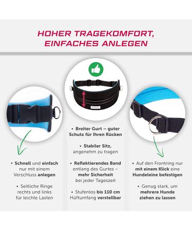 LASALINE Canicross Belt & Dog Trekking Belt - Adjustable Black & Light Blue for Hands-Free Dog Walking - Buy Online on GoSupps.com