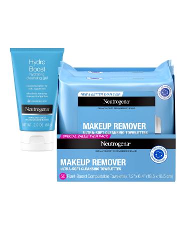 Neutrogena Makeup Remover Cleansing Face Wipes Daily Cleansing Facial Towelettes to Remove Waterproof Makeup and Mascara Alcohol-Free Value Twin Pack 25 Count 2 Pack