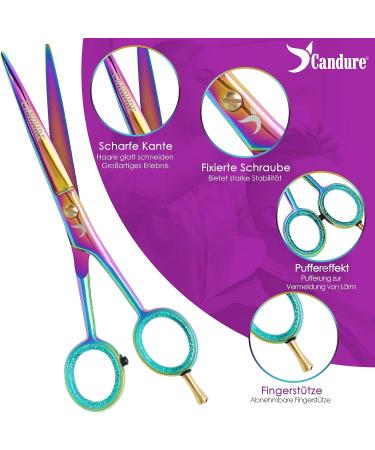 Premium Candure Hairdressing Scissors - Professional 6.5 Hair Cutting Scissors for Men Women & Adults | Extra Sharp Rainbow Design - Buy Online on GoSupps.com