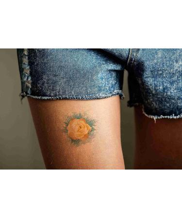 Yellow Grunge Rose Paint Splashes Temporary Tattoo - 6 Sheets, 3.7 X 3.7 Inch - Neck, Arm, Chest - Women, Men, Adults - Buy Online on GoSupps.com