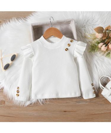 Miipat Baby Girl Fall/Winter Outfit Set | Long Sleeve Pullover Top with Mini Skirt | Girls Dress 5-6 Years | White/Pink - Buy Online on GoSupps.com