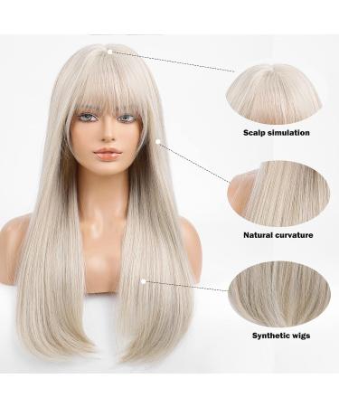 HAIRCUBE Long Grey Wigs for Women - Stylish Straight Wig with Highlights for Daily Wear - Buy Online on GoSupps.com
