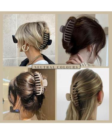 Muted Hair Claw Clips Set for Women and Girls - 4PCS Medium to Big Size Non-Slip Grip in Black, Brown, Beige, and Cream - Buy Online on GoSupps.com