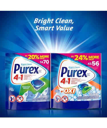 Purex 4-in-1 + OXI Laundry Detergent Pacs Fresh Morning Burst 56ct - Pack of 1 - Buy Online on GoSupps.com