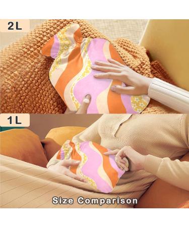 Naanle 2L Hot Water Bottle with Lid - Flower Shaft Stripes for Back Pain Relief Hand/Foot Warmer & Cold Therapy - Buy Online on GoSupps.com