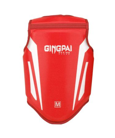 GINGPAI Chest Guard for Men & Women, PU Leather Boxing Body Protector Kickboxing Martial Arts Muay Thai MMA Armour, Body Chest Spine Protector Vest Protective agw Red Small