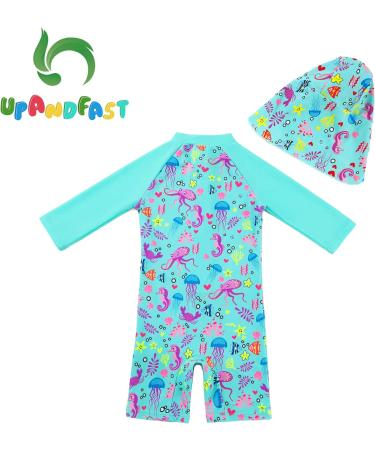 UPF 50+ Green Baby Girl One Piece Swimwear Suit with Sun Hat | 9-12 Months - Buy Online on GoSupps.com