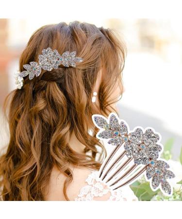 Bridal Bride Hair Accessories Flower Alloy Leaf Hair Pin Wedding Hair Piece Pins for Women Mother of Bride Handmade Comb Multicolored Hair Accessories for Wedding and Party - Buy Online on GoSupps.com