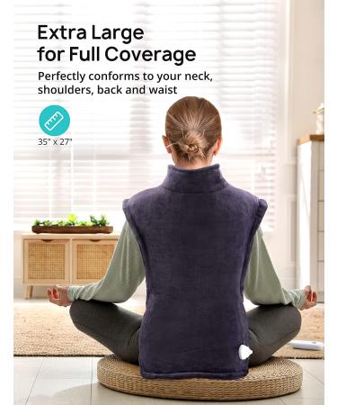 Evajoy Heating Pad for Neck and Shoulders - Extra Large Electric Wrap for Back Pain Relief - 6 Temperature Settings - Machine Washable - Blue & Purple - Buy Online on GoSupps.com