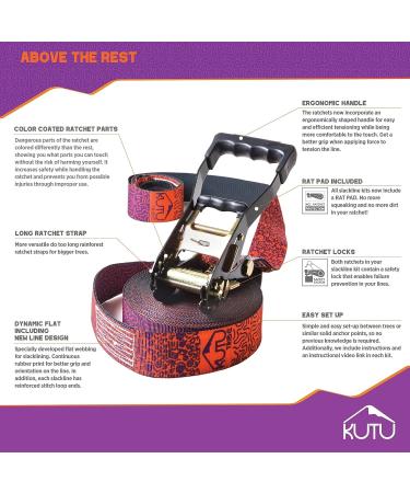 Kutu Tribe 60 ft Slackline Kit with Tree Protectors, Arm Trainer, Ratchet Cover - Ideal for Kids and Adults, Beginner Slackline with Training Line - Includes Carry Bag - Buy Online on GoSupps.com