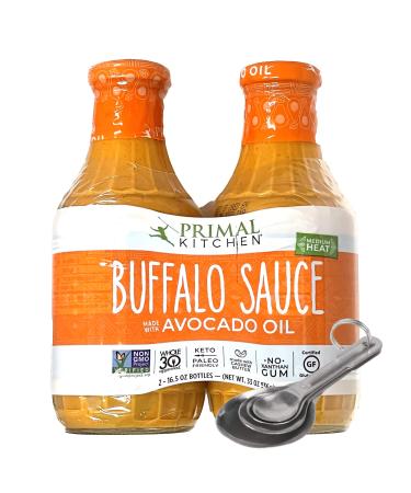 Pack of 2Free Measuring Spoon Primal Kitchen Buffalo Sauce, No Dairy, Whole 30 Approved, Keto & Paleo Certified - Family Size 16.5 Ounce