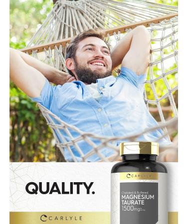 Carlyle Magnesium Taurate 1500mg | 250 Caplets | Chelated & Buffered | Vegetarian, Non-GMO, Gluten-Free Supplement - Buy Online on GoSupps.com